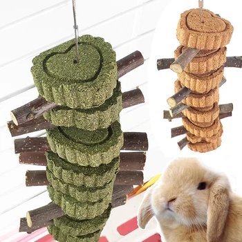 Игрушки для измельчения зубов морской свинкой Хомяка, травяной пирог с яблочным деревом/сладкий бамбук, игрушки для жевания зубов кролика, песчанок, морской свинки