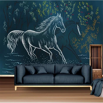 изготовленная на заказ большая фреска wellyu защита окружающей среды абстрактный минималистичный европейский абстрактный светлый роскошный фон лошади стена