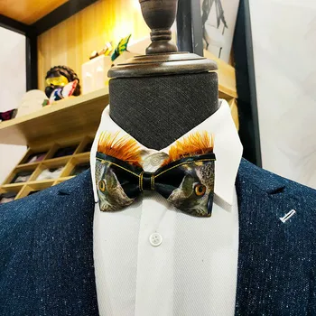 Индивидуальный галстук-бабочка ручной работы с пером, модный мужской шафер, аксессуары для свадебного платья жениха, подарок, деловой воротник, галстук-бабочка с цветком