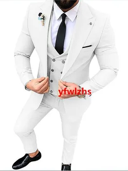 Индивидуальный мужской костюм с одной пуговицей, пиджак, блейзеры, костюм на Хэллоуин, элегантный Роскошный мужской костюм для свадьбы, комплект из трех предметов 219