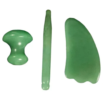 Инструмент для массажа лица по Фэн-шуй Гуа-Ша, Ручной работы, Натуральная Нефритово-зеленая доска Гуаша SpaW3428