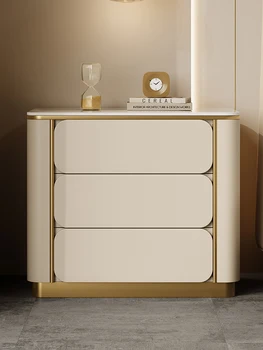 Итальянская светлая роскошная прикроватная тумбочка, современный минималистичный шкаф для хранения, минималистичная прикроватная тумбочка из каменной доски в главной спальне