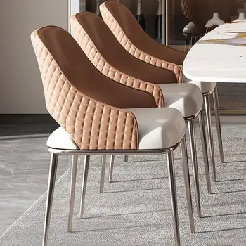 Итальянский Дизайнерский Домашний Ресторанный светильник, роскошный Минималистичный обеденный стул из высококачественной кожи из микрофибры, 2 предмета кухонной мебели для стульев