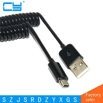 кабель зарядного устройства для синхронизации данных с разъемом USB 2.0 с пружинной опорой на разъем MINI USB 5PIN