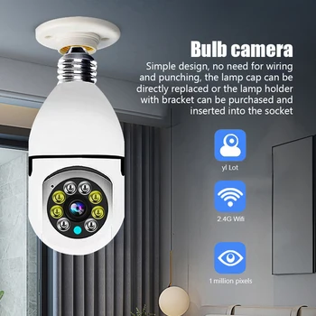 Камера с лампочкой E27, автоматическое отслеживание человека, видеокамера наблюдения 5G wifi, полноцветный монитор ночного видения с микрофоном
