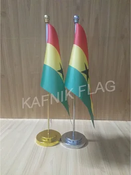 КАФНИК, Гана Офисный стол настольный флаг с золотым или серебряным металлическим основанием для флагштока 14*21 см флаг страны Бесплатная доставка