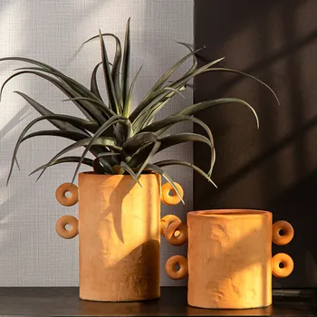 Керамическая ваза Бинауральный Оранжевый Керамический Цветочный набор Для оформления цветов Предметы мебели Цветочные Вазы Аксессуары для украшения дома