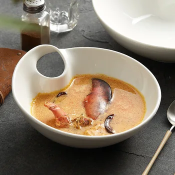 Керамическая суповая миска бытовая салатница высокого внешнего вида домашняя миска для рамена senior sense большая миска для умывания