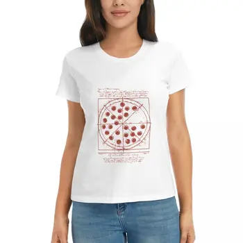 Классическая футболка Vitruvian Pizza, милые топы, футболки для женщин, графическое белое платье-футболка для женщин, сексуальное
