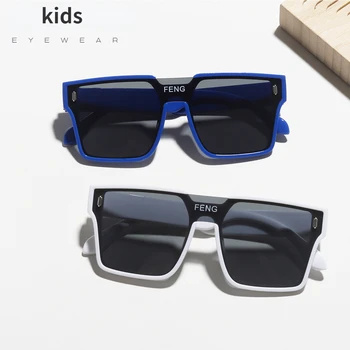 Классические квадратные солнцезащитные очки Для мальчиков, красочные крутые детские солнцезащитные очки вогнутой формы, индивидуальные очки с защитой от ультрафиолета для девочек, Уличный битник