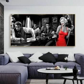 Классические плакаты и принты Мэрилин Монро, Джеймса Дина, настенные рисунки, черно-белые картины на холсте для декора гостиной
