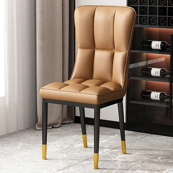 Кожаное роскошное кресло для ужина, современный дизайнерский чистый Индивидуальный пляжный стул Nordic Metal Silla Moderna Cafe FurnitureLSL200YH
