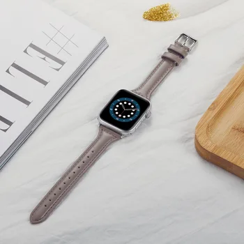 Кожаный Тонкий Ремешок для часов Apple Watch Серии 6 5 4 3 2 1 SE Браслет-браслет для iWatch Band 44 мм 42 мм 40 мм 38 мм Петля