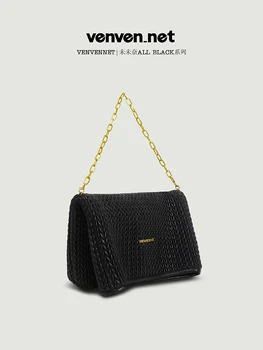 Коллекция COY VENVENNET All Black, черно-золотая складная сумка, модная сумка на одно плечо, сумка через плечо.