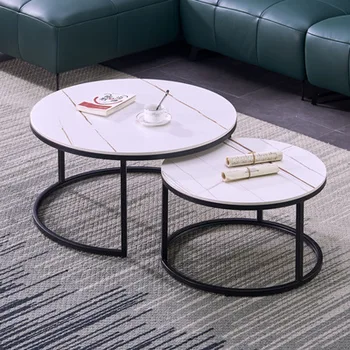 Комбинация круглых журнальных столиков размером с итальянскую грифельную доску, простой круглый журнальный столик в скандинавском стиле для гостиной, часть небольшой квартиры g
