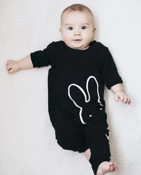Комбинезон унисекс для малышей, цельный комбинезон с принтом кролика в нейтральном стиле, одежда для малышей для мальчиков и девочек