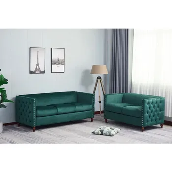 Комплект бархатных диванов для гостиной из 2 предметов, комплект секционных диванов