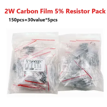 Комплект резисторов из углеродной пленки мощностью 2 Вт, 5% Комплект образцов, 0,1 R-750R, общие резисторы 1K-820K, точность 30 значений 5% 150 шт.