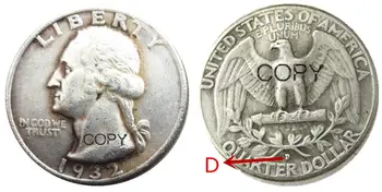 Копировальная монета с серебряным покрытием в Вашингтонском квартале 1932 года выпуска США