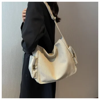 Корейские холщовые Женские сумки через плечо, Женские сумки-мессенджеры Boook 2023, большая модная студенческая сумка через плечо, сумки из хлопчатобумажной ткани,