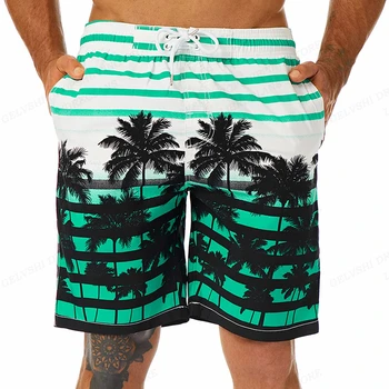 Короткие мужские пляжные шорты для плавания с кокосовой пальмой, детские шорты для серфинга, шорты для серфинга, Быстросохнущий купальник, Летние спортивные плавки, брюки для мальчиков, Бриджи