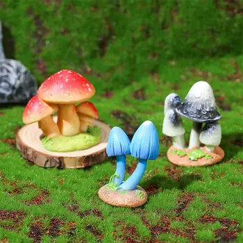 Красочная искусственная мини-модель гриба, реалистично выглядящий DIY Сказочный Садовый орнамент, Миниатюрная грибная статуя, украшение дома