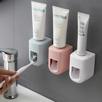 Креативный автоматический дозатор зубной пасты с настенным креплением, соковыжималки, Пылезащитный держатель зубной щетки для семейного душа, подставка для ванной комнаты