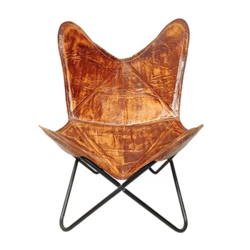 Кресло-бабочка, кожаное кресло для отдыха ручной работы, 1 чехол для кресла-бабочки + 1 железная подставка