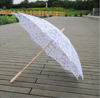 Кружевной свадебный зонтик с вышивкой Баттенбург, хлопковый белый зонт от солнца, элегантный реквизит для свадебных фотосессий ручной работы