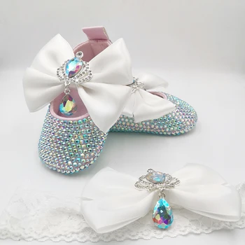 Кукольная обувь для первой прогулки, детская обувь, полный комплект из бриллиантов AB Crystal Gems, чехол и нижняя повязка на голову, Bebe 100 Day Princess Girl