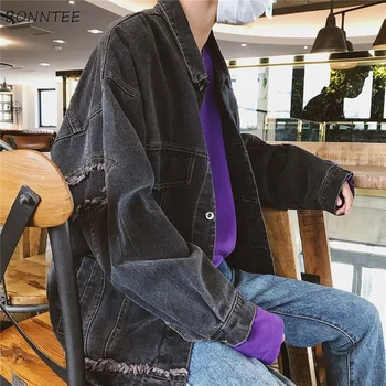 Куртки Мужские винтажные Модные, мешковатые, шикарные, универсальные для отдыха, осенняя уличная одежда, красивый Корейский стиль куртки Популярно среди подростков