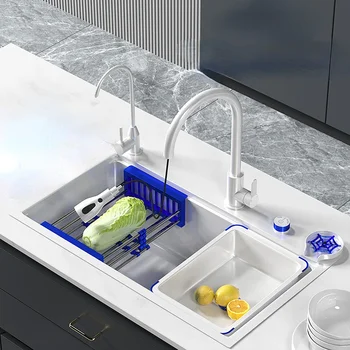 Кухонная раковина Nano White 304 Раковина для мытья посуды из нержавеющей стали с утолщенным большим одинарным баком  