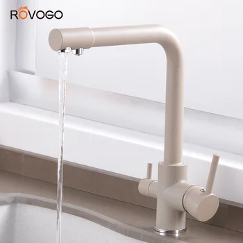 Кухонный кран для питьевой фильтрованной воды ROVOGO, кран-очиститель с двойной ручкой, двойной распылитель Torneira