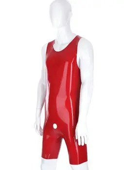Латексный комбинезон без рукавов с отверстием для пениса, сексуальные резиновые боди, полукомбинезоны, мужская обтягивающая одежда, фетиш-комбинезон, спортивная одежда без молнии