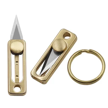 Латунный мини-нож Острый карманный двухтактный нож Портативный брелок-подвеска для разборки Экспресс-нож для распаковки