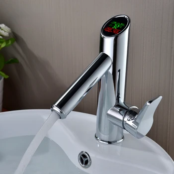 Латунный Смеситель для ванной комнаты Роскошного дизайна с динамическим цифровым светодиодным дисплеем с динамическим давлением воды