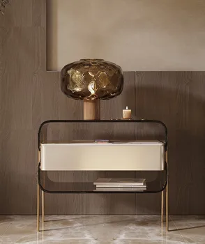 Легкая роскошная прикроватная тумбочка Продвинутый итальянский минималистичный акриловый современный простой прикроватный столик для хранения