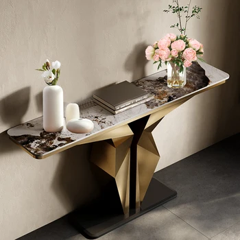 Легкий роскошный столик на веранде, украшение стола для гостиной, коридора, прохода, стол для веранды из шифера высокого класса