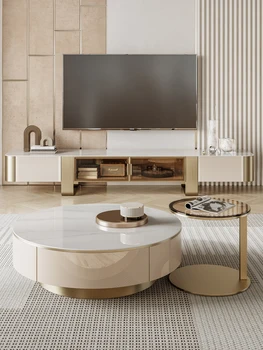 Легкий Роскошный чайный столик с каменной плитой, комбинация шкафов для телевизора, Современная Простая комбинация итальянских чайных столиков для гостиной