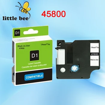 Ленты для принтера этикеток DYMO 45800, картриджи размером 18 мм D1, кассеты черного цвета на прозрачном ламинированном клею