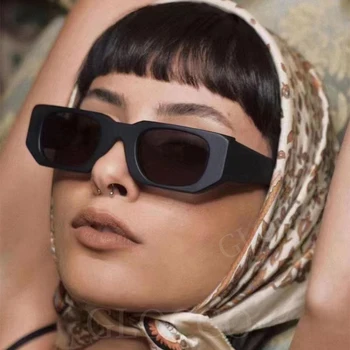 Летние Квадратные солнцезащитные очки для женщин в ретро-модном стиле, солнцезащитные очки в маленькой оправе, мужские винтажные Классические очки черных оттенков UV400