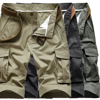 Летние мужские мешковатые военные шорты-карго с несколькими карманами 2022 года, мужские хлопчатобумажные мужские тактические шорты цвета Хаки, короткие брюки, тактические брюки