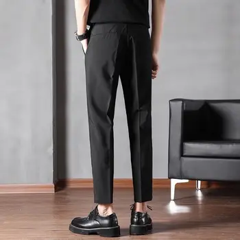 Летние новые мужские брюки Повседневные брюки Тонкая и дышащая Корейская версия узких брюк по щиколотку Повседневные Классические Мужские брендовые H149