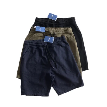 летние новые свободные прямые спортивные повседневные брюки длиной до колен мужские шорты японские простые пляжные брюки из бамбукового хлопка однотонного цвета