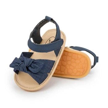 Летние сандалии для маленьких девочек С милым бантом, обувь для маленьких девочек, Летние сандалии на плоской мягкой подошве, нескользящая обувь, детская кроватка