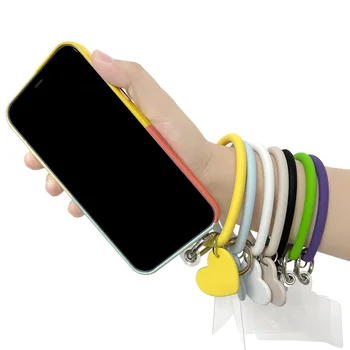 Летний модный мобильный телефон, подвеска в виде сердца, Подвесное кольцо, браслет для телефона, мягкий силиконовый ремешок, браслет от потери