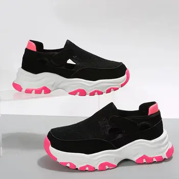Летняя женская спортивная обувь на платформе, новинка 2023 года, модные сетчатые дышащие женские кроссовки, повседневная легкая обувь для ходьбы для женщин Tenis