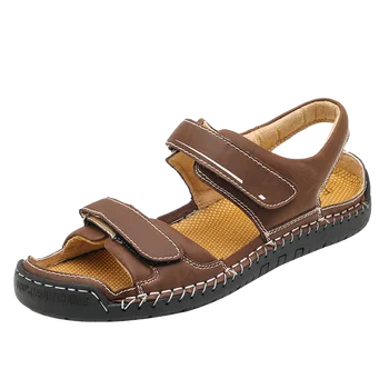 Летняя мужская быстросохнущая обувь для босиком, водные виды спорта, нескользящая подошва и большие сандалии из коровьей кожи