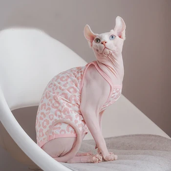 Летняя одежда для кошек Sphnx Розовый хлопковый жилет Sphinx, Мягкая Милая рубашка без рукавов, пальто для котят, Дышащая Мягкая одежда Devon Rex