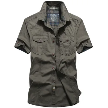 Летняя хлопчатобумажная рубашка с короткими рукавами, мужские военные тактические рубашки, повседневные топы больших размеров, тонкая мужская одежда